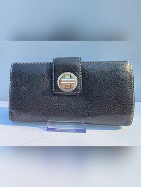 Tiffany & Co. Black Leather Clutch with Silver Turn Lock